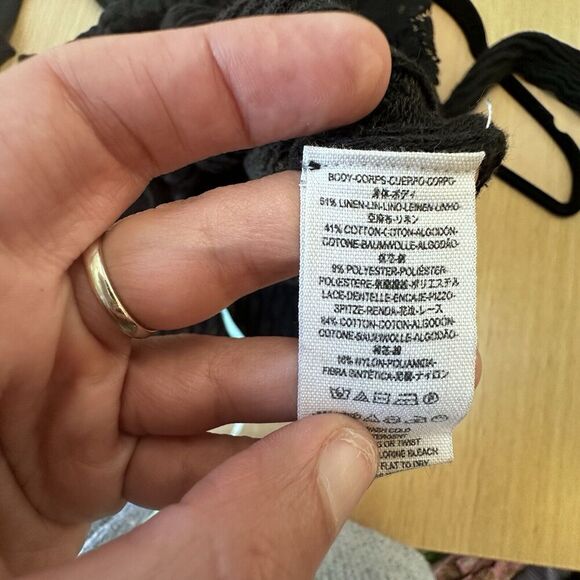 Free People Black Lace Stretchy Y2K Sweater Tunic Size XS 1538 - Picture 11 of 12